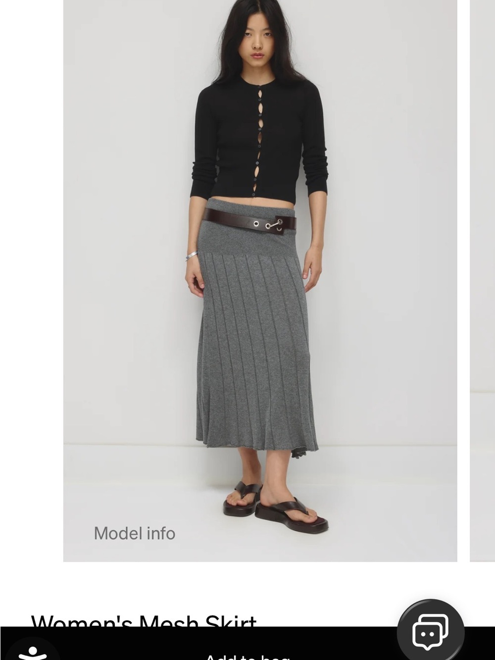 KOTN Women's Mesh Skirt Midi in Charcoal
